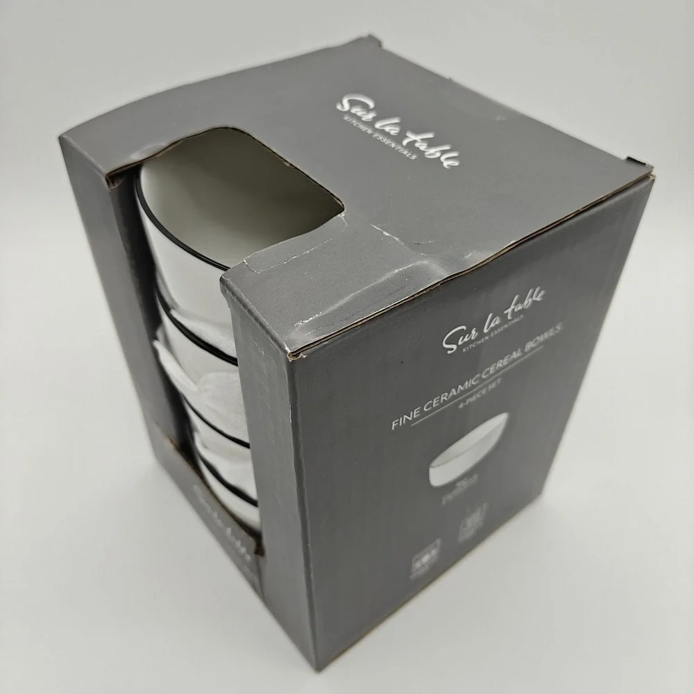 Sur La Table Fine Ceramic Cereal Bowls 4-Pack 5.75